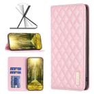 For Xiaomi Redmi 12 4G Diamond Lattice Magnetic Leather Flip Phone Case(Pink) - 1