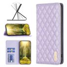 For Xiaomi Redmi 12 4G Diamond Lattice Magnetic Leather Flip Phone Case(Purple) - 1