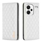 For Xiaomi Redmi Note 13 Pro+ 5G Diamond Lattice Magnetic Leather Flip Phone Case(White) - 1