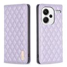 For Xiaomi Redmi Note 13 Pro+ 5G Diamond Lattice Magnetic Leather Flip Phone Case(Purple) - 1