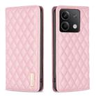 For Xiaomi Redmi Note 13 Diamond Lattice Magnetic Leather Flip Phone Case(Pink) - 1