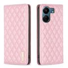 For Xiaomi Redmi 13C Diamond Lattice Magnetic Leather Flip Phone Case(Pink) - 1