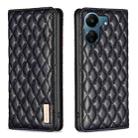 For Xiaomi Redmi 13C Diamond Lattice Magnetic Leather Flip Phone Case(Black) - 1