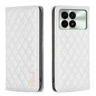 For Xiaomi Redmi K70E Diamond Lattice Magnetic Leather Flip Phone Case(White) - 1