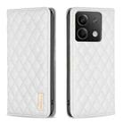 For Xiaomi Redmi Note 13 4G Global Diamond Lattice Magnetic Leather Flip Phone Case(White) - 1