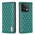 For Xiaomi Redmi Note 13 4G Global Diamond Lattice Magnetic Leather Flip Phone Case(Green) - 1