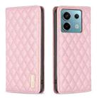 For Xiaomi Redmi Note 13 Pro 4G Global Diamond Lattice Magnetic Leather Flip Phone Case(Pink) - 1