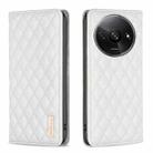 For Xiaomi Redmi A3 Diamond Lattice Magnetic Leather Flip Phone Case(White) - 1