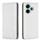 For Xiaomi Poco M6 4G / Redmi 13 4G Diamond Lattice Magnetic Leather Flip Phone Case(White) - 1