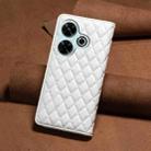 For Xiaomi Poco M6 4G / Redmi 13 4G Diamond Lattice Magnetic Leather Flip Phone Case(White) - 3