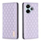 For Xiaomi Poco M6 4G / Redmi 13 4G Diamond Lattice Magnetic Leather Flip Phone Case(Purple) - 1