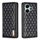 For Xiaomi Poco M6 4G / Redmi 13 4G Diamond Lattice Magnetic Leather Flip Phone Case(Black) - 1