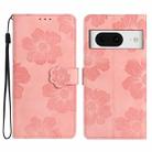 For Google Pixel 8 Flower Embossing Pattern Leather Phone Case(Pink) - 1