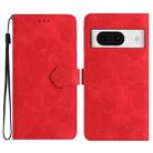 For Google Pixel 8 Flower Embossing Pattern Leather Phone Case(Red) - 1