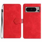 For Google Pixel 8 Pro Flower Embossing Pattern Leather Phone Case(Red) - 1