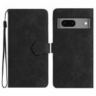 For Google Pixel 7 Flower Embossing Pattern Leather Phone Case(Black) - 1