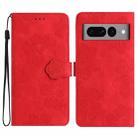 For Google Pixel 7 Pro Flower Embossing Pattern Leather Phone Case(Red) - 1