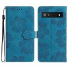 For Google Pixel 7a Flower Embossing Pattern Leather Phone Case(Blue) - 1