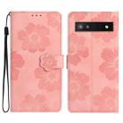 For Google Pixel 7a Flower Embossing Pattern Leather Phone Case(Pink) - 1