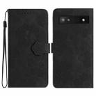 For Google Pixel 7a Flower Embossing Pattern Leather Phone Case(Black) - 1