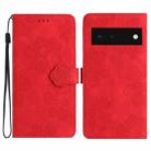 For Google Pixel 6 Flower Embossing Pattern Leather Phone Case(Red) - 1