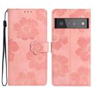 For Google Pixel 6 Pro Flower Embossing Pattern Leather Phone Case(Pink) - 1