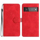 For Google Pixel 6 Pro Flower Embossing Pattern Leather Phone Case(Red) - 1