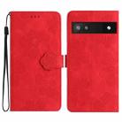 For Google Pixel 6a Flower Embossing Pattern Leather Phone Case(Red) - 1