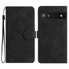 For Google Pixel 6a Flower Embossing Pattern Leather Phone Case(Black) - 1