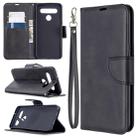 For LG K61 Retro Lambskin Texture Pure Color Horizontal Flip PU Leather Case with Holder & Card Slots & Wallet & Lanyard(Black) - 1