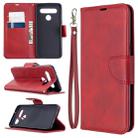 For LG K61 Retro Lambskin Texture Pure Color Horizontal Flip PU Leather Case with Holder & Card Slots & Wallet & Lanyard(Red) - 1