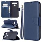 For LG K61 Retro Lambskin Texture Pure Color Horizontal Flip PU Leather Case with Holder & Card Slots & Wallet & Lanyard(Blue) - 1