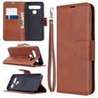 For LG K61 Retro Lambskin Texture Pure Color Horizontal Flip PU Leather Case with Holder & Card Slots & Wallet & Lanyard(Brown) - 1