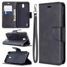 For Nokia 1.3 Retro Lambskin Texture Pure Color Horizontal Flip PU Leather Case with Holder & Card Slots & Wallet & Lanyard(Black) - 1