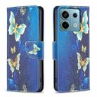 For Xiaomi Redmi Note 13 Pro Colored Drawing Pattern Leather Phone Case(Gold Butterfly) - 1