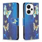 For Xiaomi Redmi Note 13 Pro+ Colored Drawing Pattern Leather Phone Case(Gold Butterfly) - 1
