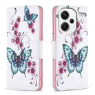 For Xiaomi Redmi Note 13 Pro+ Colored Drawing Pattern Leather Phone Case(Flowers Butterfly) - 1
