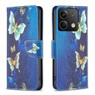 For Xiaomi Redmi Note 13 Colored Drawing Pattern Leather Phone Case(Gold Butterfly) - 1