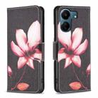 For Xiaomi Redmi 13C Colored Drawing Pattern Leather Phone Case(Lotus) - 1