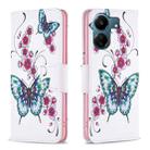 For Xiaomi Redmi 13C Colored Drawing Pattern Leather Phone Case(Flowers Butterfly) - 1