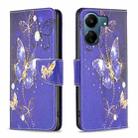 For Xiaomi Redmi 13C Colored Drawing Pattern Leather Phone Case(Purple Butterfly) - 1