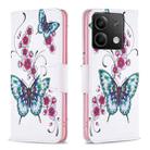 For Xiaomi Redmi Note 13 4G Global Colored Drawing Pattern Leather Phone Case(Flowers Butterfly) - 1