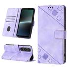 For Sony Xperia 1 V Skin-feel Embossed Leather Phone Case(Light Purple) - 1