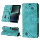 For Sony Xperia 1 V Skin-feel Embossed Leather Phone Case(Green) - 1