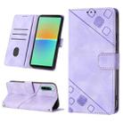 For Sony Xperia 10 V Skin-feel Embossed Leather Phone Case(Light Purple) - 1