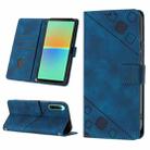 For Sony Xperia 10 V Skin-feel Embossed Leather Phone Case(Blue) - 1