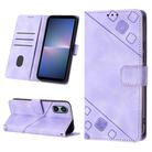 For Sony Xperia 5 V Skin-feel Embossed Leather Phone Case(Light Purple) - 1