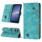 For Sony Xperia 5 V Skin-feel Embossed Leather Phone Case(Green) - 1