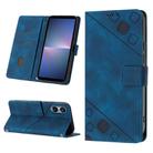 For Sony Xperia 5 V Skin-feel Embossed Leather Phone Case(Blue) - 1
