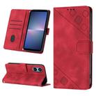 For Sony Xperia 5 V Skin-feel Embossed Leather Phone Case(Red) - 1